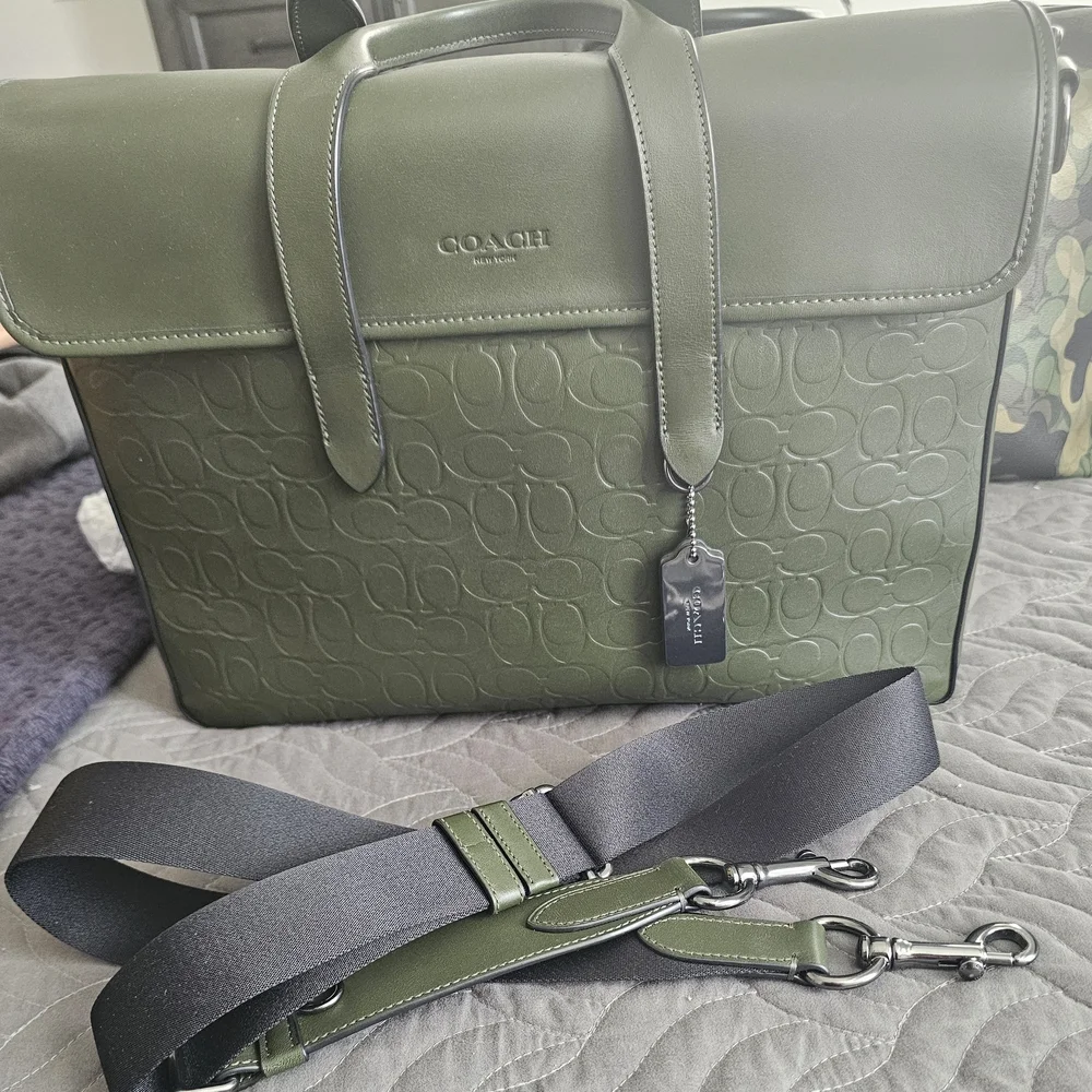 Coach Green Leather Men's Bag